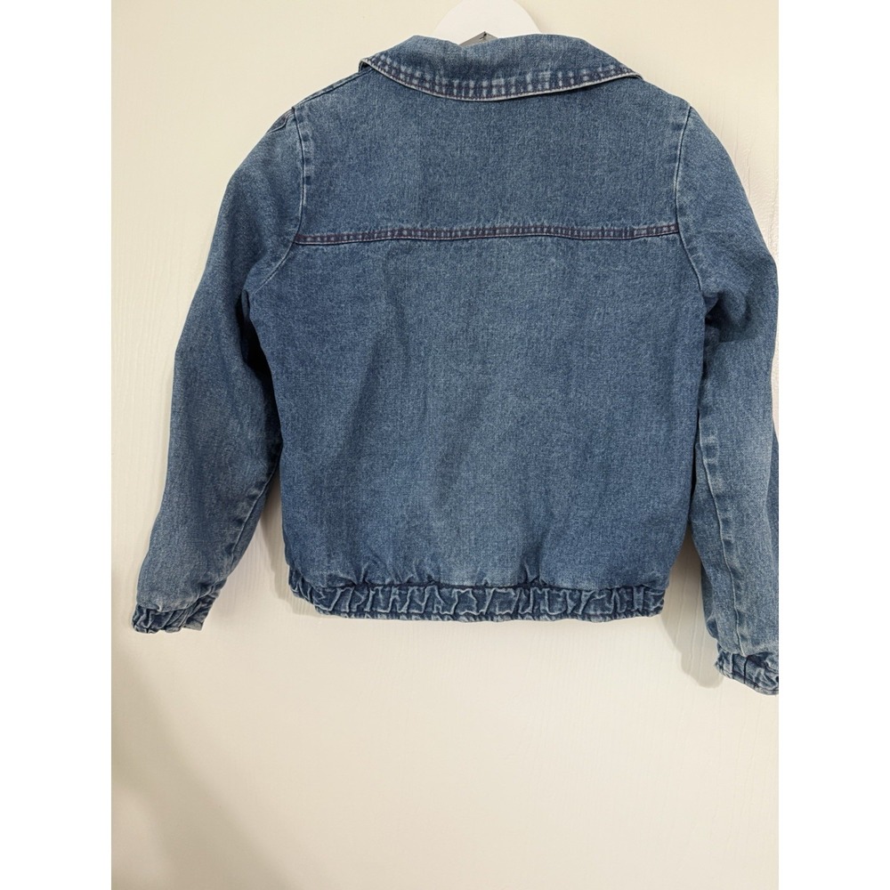 VINTAGE Denim Jacket Womens Size Size Med. Flannel Lined Bomber Coat 80s Fits S - Picture 4 of 5